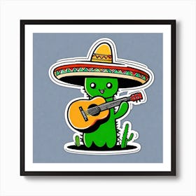 Cactus With Guitar 29 Art Print