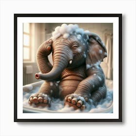 Elephant In The Bath 1 Art Print