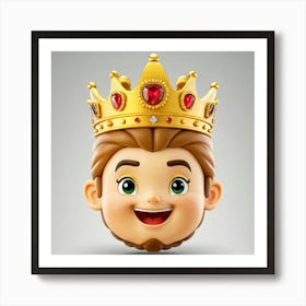 Smiling Emoji Crowned With An Intricate Gold Regal Tiara Expression Exudes Happiness And Royal Eleg Art Print