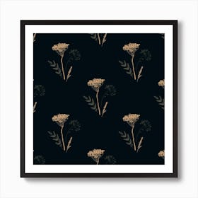 Yarrow on Black Background Art Print