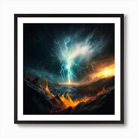 Impressive Lightning Strikes In A Strong Storm 20 Art Print