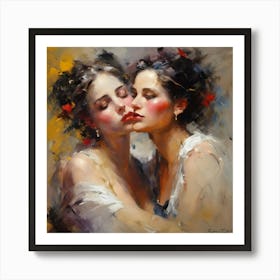 Two Women Kissing Art Print