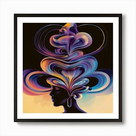 Abstract, Portrait of a woman, Purple, "Tea Time" Art Print