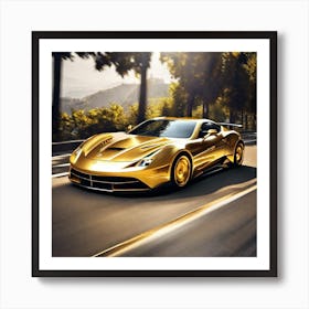 Gold Ferrari 5 Art Print