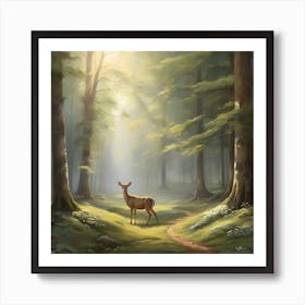 Deer In The Forest Art Print