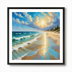 Sunset On The Beach Paintings Art Print 6 Art Print