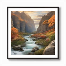 River In The Mountains Poster