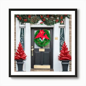 Christmas Decoration On Home Door (25) Art Print