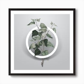 Vintage Silver Birch Minimalist Botanical Geometric Circle on Soft Gray n.0095 Art Print