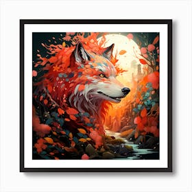 Wolf In The Forest 9 Art Print