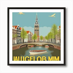 Amsterdam 2 Vintage Travel Pos Art Print