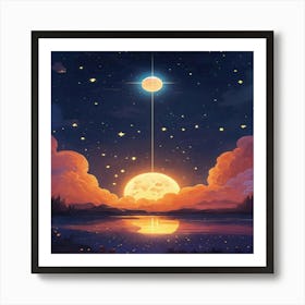 Moon And Stars 1 Art Print