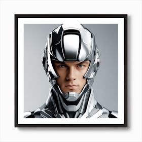 3d Dslr Photography, Model Shot, Man In Future Wearing Futuristic Suit, Digital Helmet Beautiful Detailed Eyes, Professional Award Winning Portrait Photography, Zeiss 150mm F 2 2 Art Print