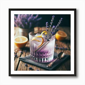 Lavender Cocktail With Lemon And Lavender Art Print