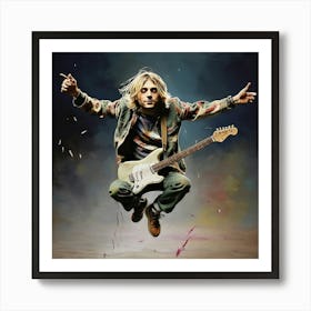 Smudge Kurt Cobain Jump Art Print 2 Art Print