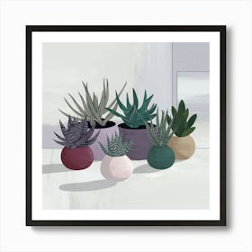 Succulents In Pots Art Print