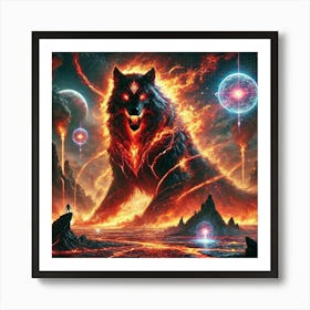 Yang Fire Wolf Elemental Guardian Art Print