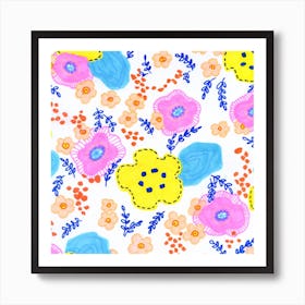 Pink and Yellow Flowers Art Print