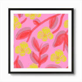 Pink And Yellow Flowers Art Print