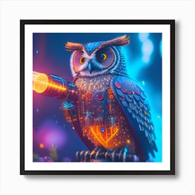 Cyber Owl Art Print