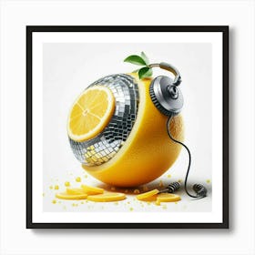 Disco Ball 2, Lemon Art Print