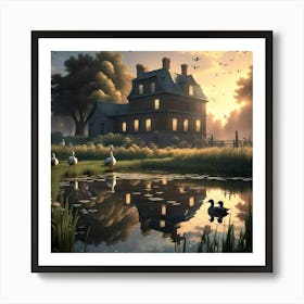 ducks at dawn Art Print