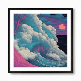 Wave At Night Art Print