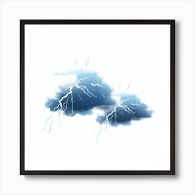 Lightning Clouds On White Background 1 Art Print