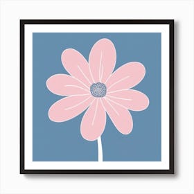 A White And Pink Flower In Minimalist Style Square Composition 245 Art Print