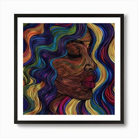 Afro-American Woman With Colorful Hair Art Print