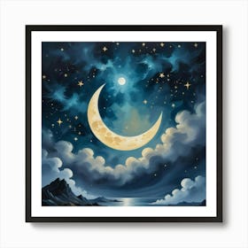 Moon And The Stars Art Print 2 Art Print