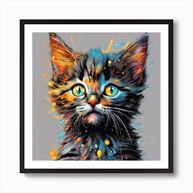 Colorful Kitten Painting 1 Art Print