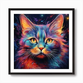 AI Galactic Cat's Cradle: Watercolour Wonders  Art Print