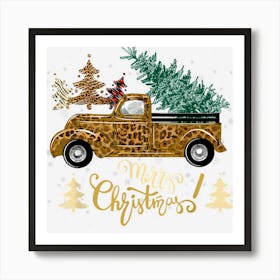 Merry Christmas Leopard Truck Vintage Merry Xmas Truck Art Print