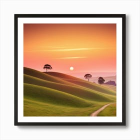 Sunset In The Countryside Art Print