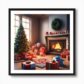 Christmas Tree In The Living Room 54 Art Print