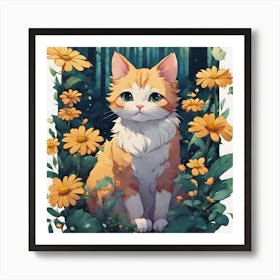 Orange Cat In The Forest 1 Art Print