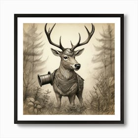 Deer In The Woods 52 Art Print