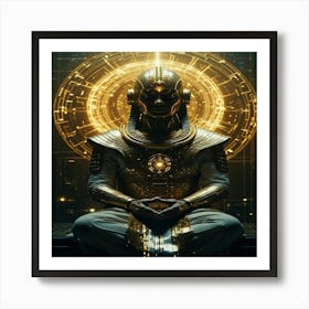 Default Ancient Astronaut Pharaoh Meditating Nemes Helmet Refl 0 Art Print