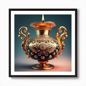 A vase of pure gold studded with precious stones 6 Art Print