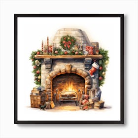 Christmas Fireplace Art Print