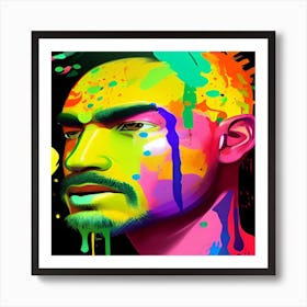 Man With Paint Splatters Art Print