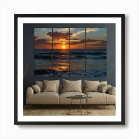 Sunset Over The Ocean Art Print