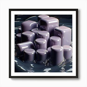 Purple Cubes In Water Art Print