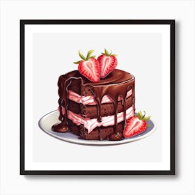 Chocolate Cake With Strawberries 11 Art Print