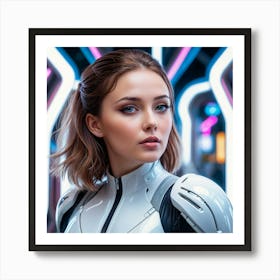 Futuristic Girl In Futuristic Suit 4 Art Print