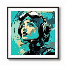 Girl In Aviator Gear Art Print