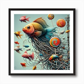 Floating Fish and Lollypops #9 Art Print