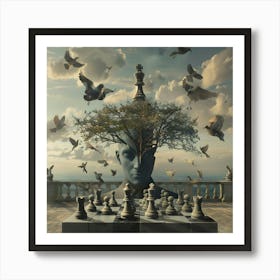 Mind's Horizon: The Chessboard of Thoughts Art Print