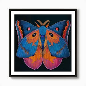 Moth On Black Background Art Print